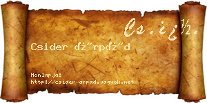 Csider Árpád névjegykártya