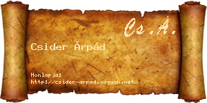 Csider Árpád névjegykártya