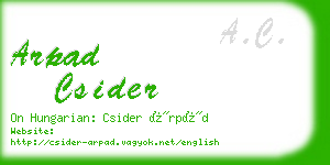 arpad csider business card